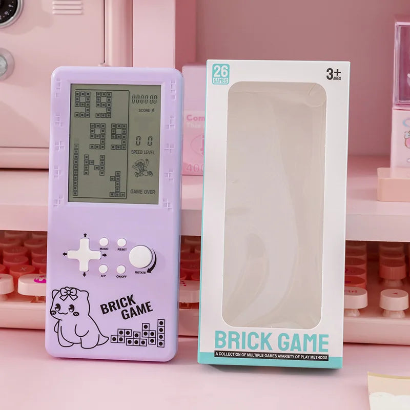 Consola de juegos electrónica portátil con pantalla de 4 pulgadas, reproductor de juegos Tetris retro en blanco y negro, dispositivo de juegos casual nostálgico