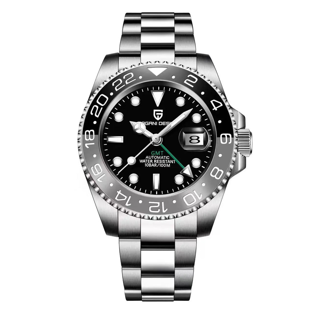 PAGANI DESIGN Reloj automático para hombre, cristal de zafiro, 40 mm, cerámica, GMT, reloj de pulsera mecánico, marca de lujo, deportivo, impermeable