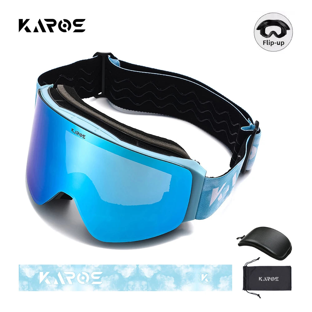 Nuevas gafas de esquí con tapa abatible, doble capa, antiniebla, lente cilíndrica grande, protección UV, gafas para deportes de invierno, Snowboard, motos de nieve