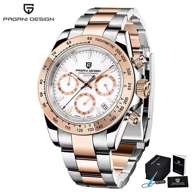 Reloj de cuarzo deportivo para hombre PAGANI Design 2026, marca de lujo, cronógrafo de acero inoxidable con cristal de zafiro, resistente al agua.