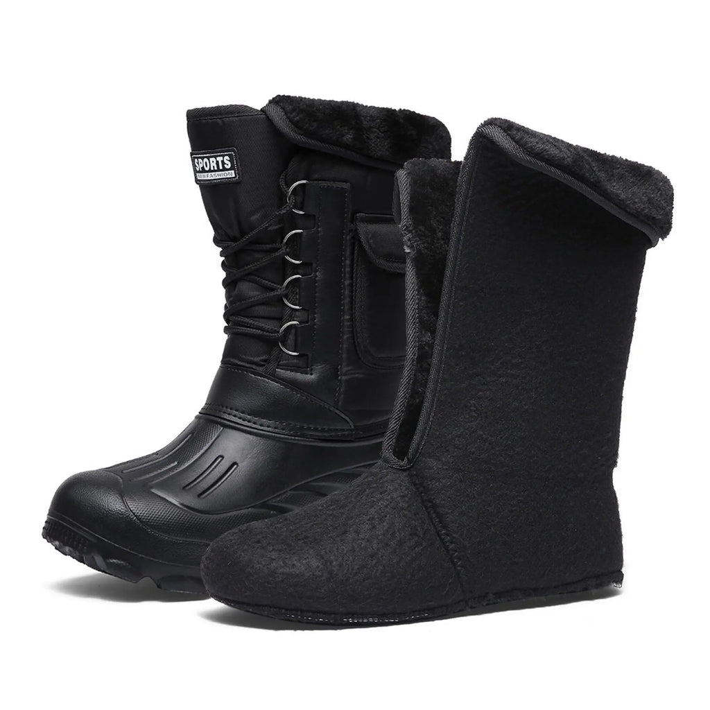 2025 nuevas botas de invierno para hombre, botas de nieve con plataforma para hombre, botas de trabajo de pesca al aire libre impermeables de felpa gruesa y cálida de talla grande 40-46