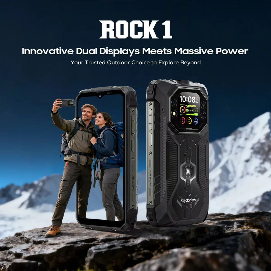 Smartphone ultrarresistente con IA Blackview ROCK 1, pantalla de 6,56 pulgadas a 90 Hz, 256 GB, MediaTek Helio G81, 4G, Android 16, NFC, linterna, 15000 mAh/33 W