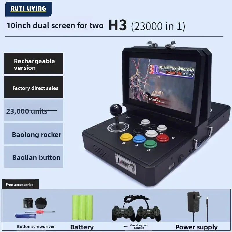 Máquina de Juegos Arcade Portátil Plegable para el Hogar - Joystick de Doble Pantalla Todo en Uno Pandora Moonlight Box