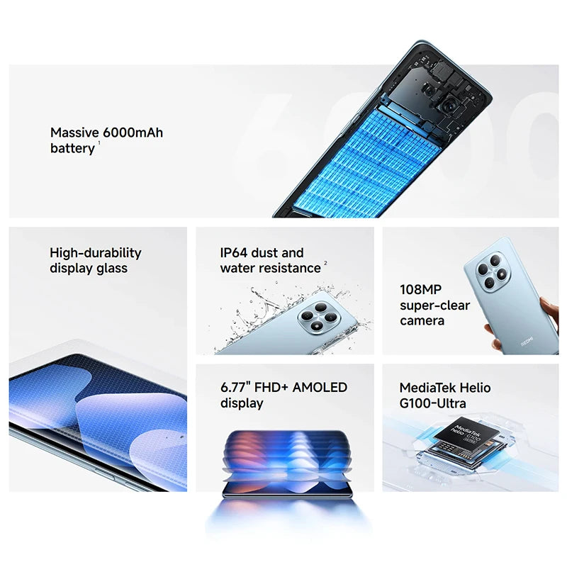 Xiaomi Redmi Note 15 4g Nfc Global Version 6.77 " Amoled Mediatek Helio G100 Ultra 108Mp Camera Ip66