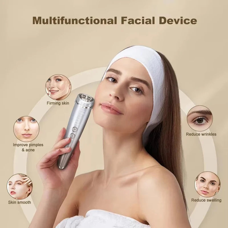 Masajeador Facial EMS de alta frecuencia 6 en 1, microcorriente de estiramiento Facial para estiramiento de cara y ojos, herramienta de cuidado Facial de belleza RF