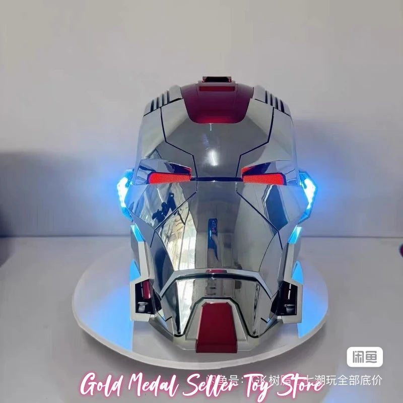 Casco de Iron Man Jarvis Mk17 con control por voz, luces LED, modelo de colección de tamaño real, juguete para adultos, ideal como regalo de cumpleaños o Navidad.