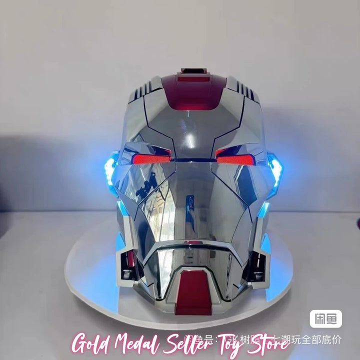 Casco de Iron Man Jarvis Mk17 con control por voz, luces LED, modelo de colección de tamaño real, juguete para adultos, ideal como regalo de cumpleaños o Navidad.