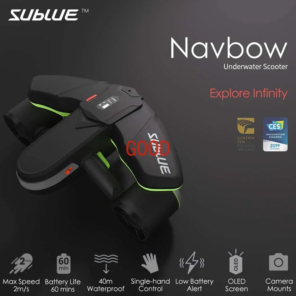 TAO 158WH Sublue Navbow, Scooter Submarino de 75 Minutos de Autonomía, Scooter Eléctrico para Buceo a 4.47 mph, Scooter Submarino Resistente al Agua hasta 40 Metros