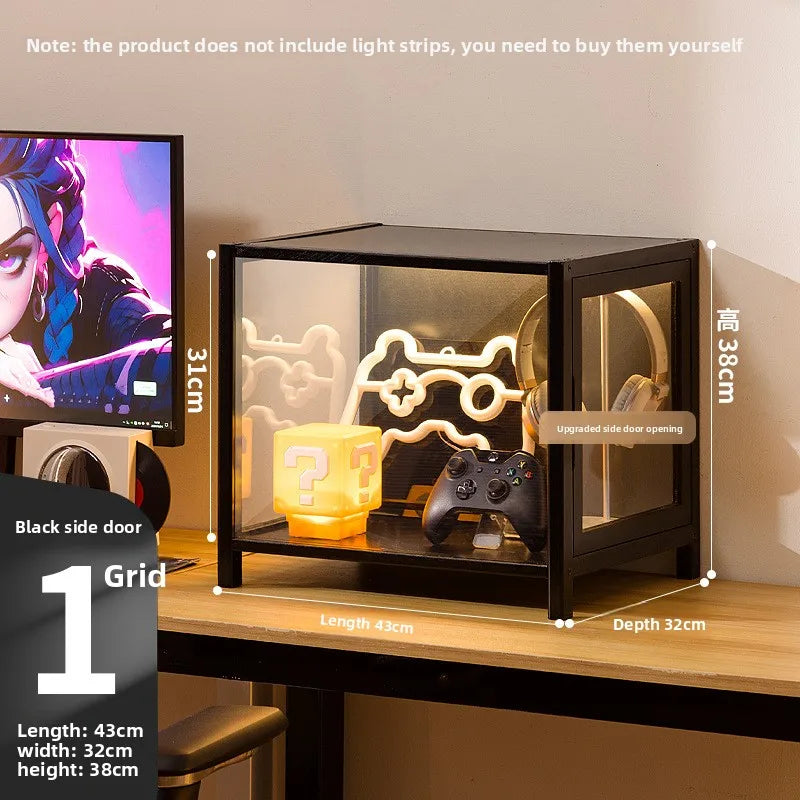 Vitrina de exhibición para el hogar, modelos de juguetes Gundam, productos de e-sports, vitrina de cristal transparente, vitrina para cascos y bloques de construcción.