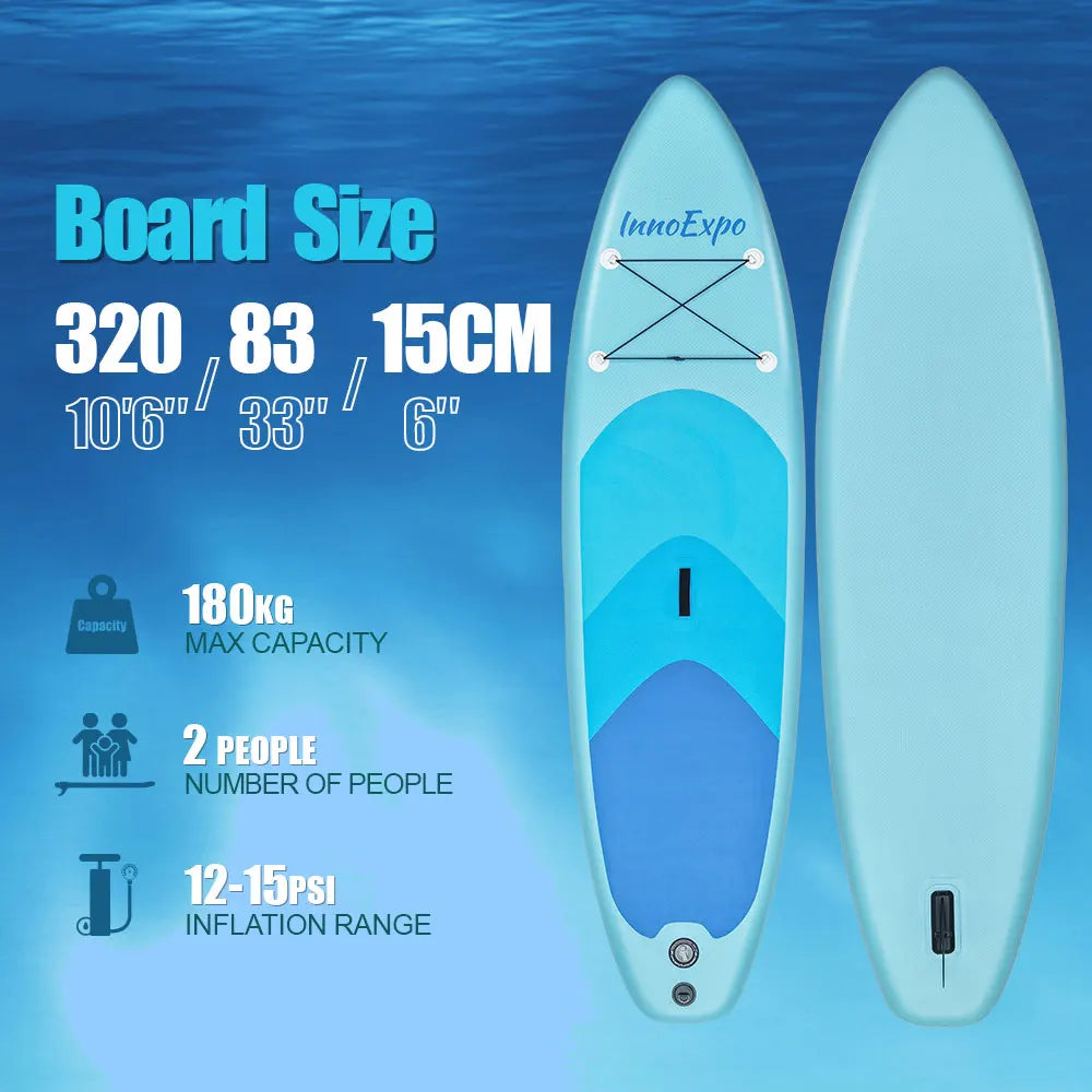 Tabla de Paddle Surf Inflable InnoExpo de 320-350 cm, Tabla de Surf SUP Antideslizante para Deportes Acuáticos con Accesorios
