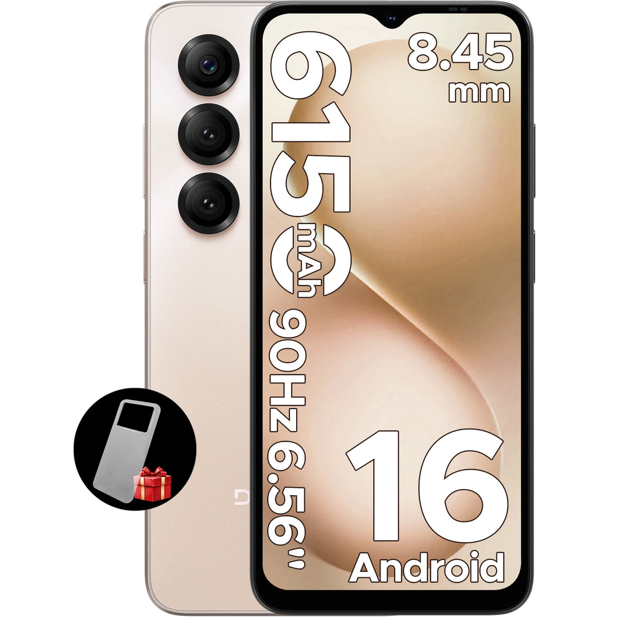 Smartphone DOOGEE Note56 Android 16, batería de 6150 mAh, 24 GB de RAM (3+21), 64 GB de ROM, cámara de 8 MP, pantalla de 6.56" a 90 Hz, teléfono móvil ultra delgado de 8.45 mm