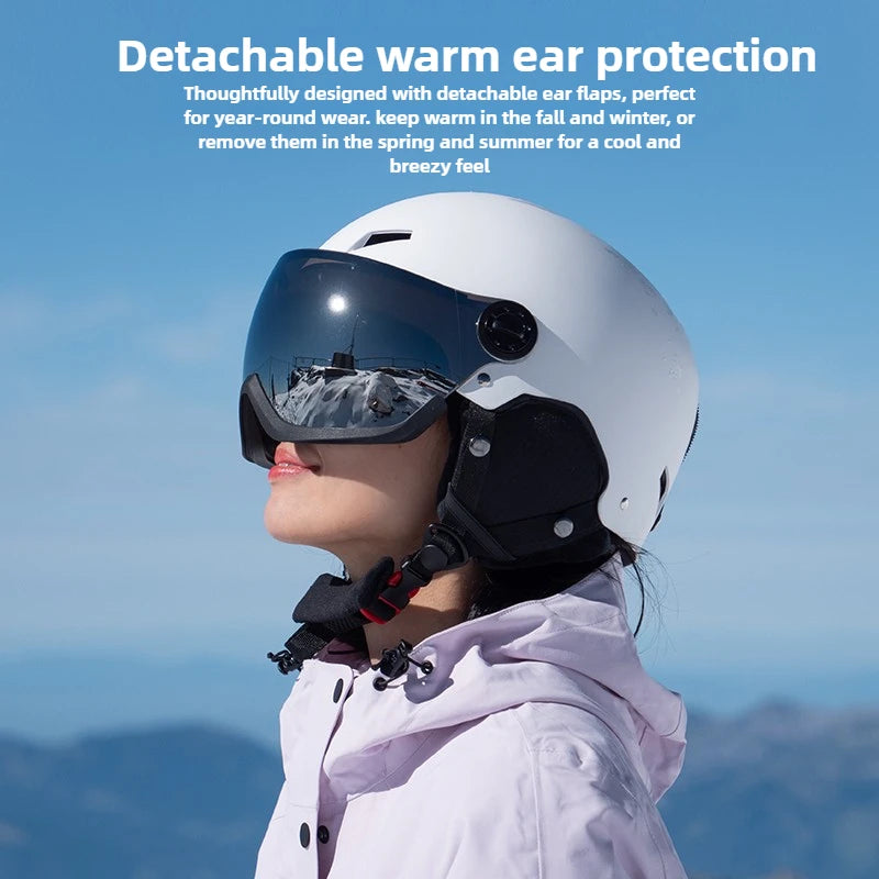 Eastinear-casco de esquí para hombre, gafas de nieve en uno, casco de Snowboard antiimpacto para mujeres adultas, esquí, monopatín, casco de seguridad para Snowboard