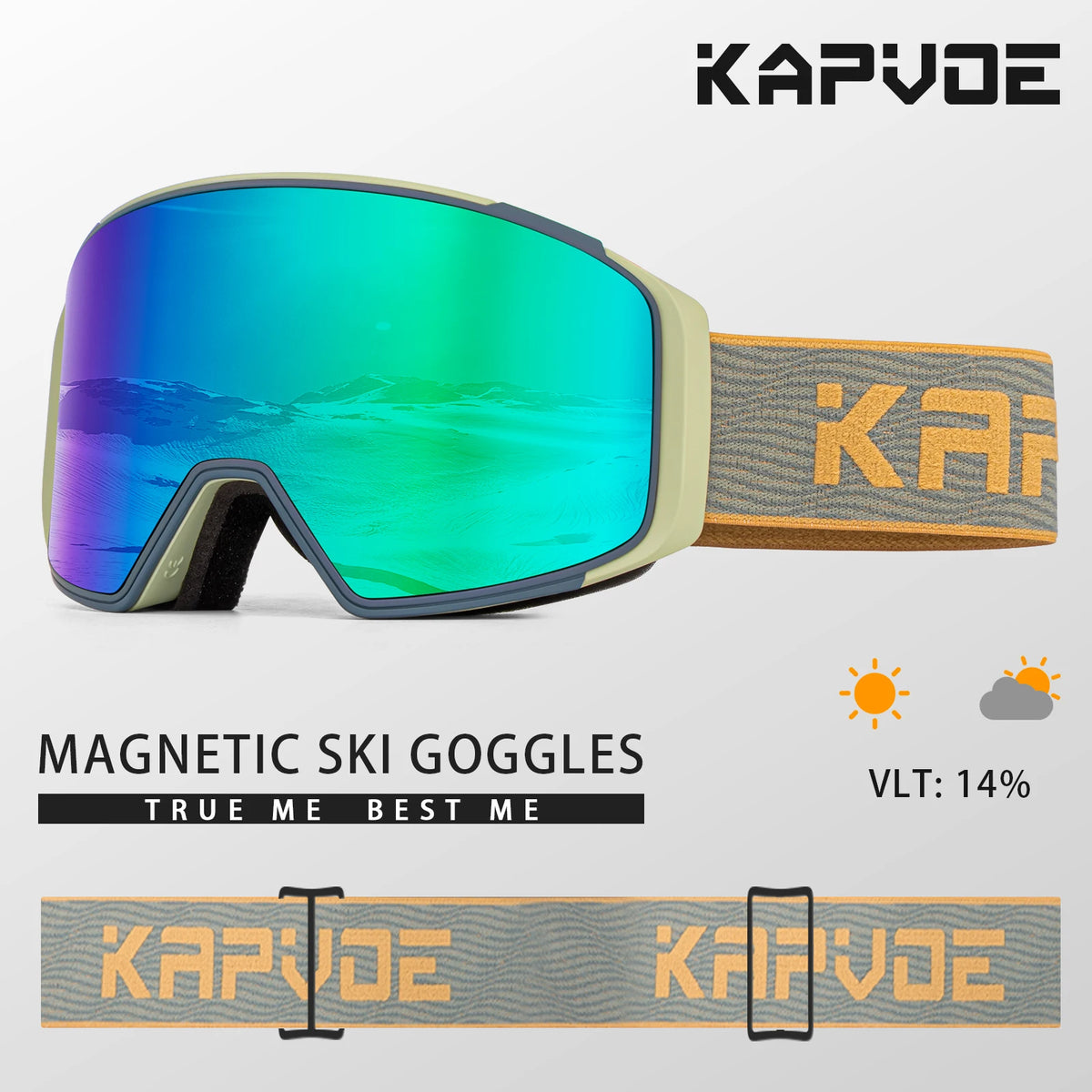 KAPVOE lente de atracción magnética deportes al aire libre gafas de esquí fotocromáticas protección esquí Snowboard correa antideslizante gafas de nieve