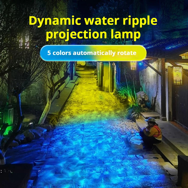 Dynamic color changing water ripple lamp ocean atmosphere water ripple lamp corridor projector outdoor wall ground spotlight