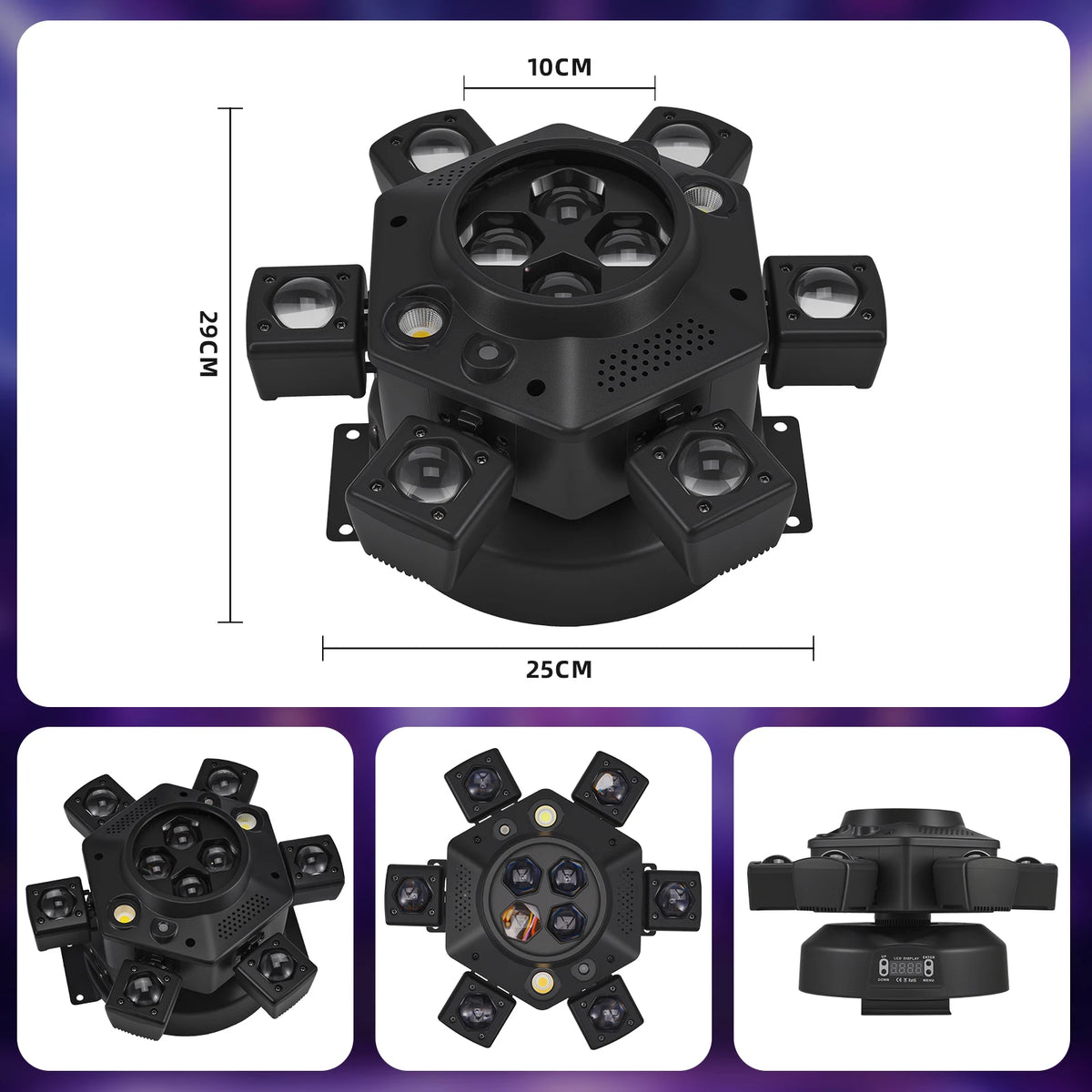 Luz de cabeza móvil con control remoto, haz RGBW de 6 brazos, estroboscopio láser, iluminación de escenario DMX512 para DJ, discoteca y KTV