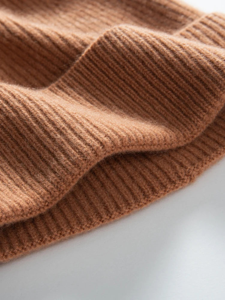 Gorros de Cachemira de primera calidad de 100%, gorros gruesos de punto para hombres y mujeres, gorro de otoño e invierno, gorro de pelo de pescador acanalado fino suave