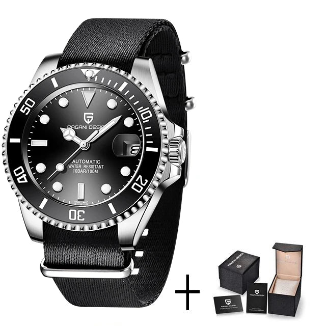 Reloj automático de lujo para hombre PAGANI DESIGN, reloj de pulsera mecánico de buceo con cristal de zafiro, reloj de negocios de acero inoxidable para hombre