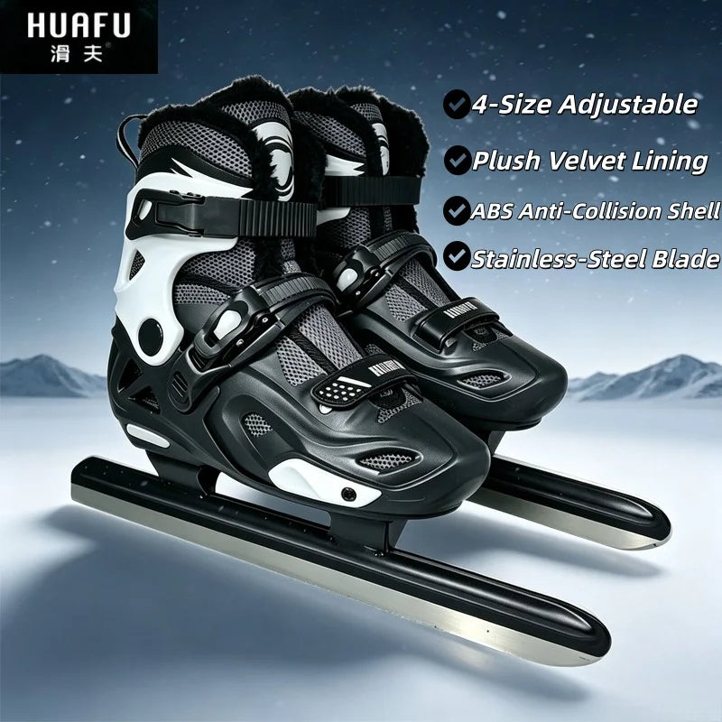 Patines de Velocidad Ajustables Unisex con Forro Térmico de Felpa, Carcasa Rígida y Cuchillas de Acero Inoxidable para Adultos, Niños y Principiantes