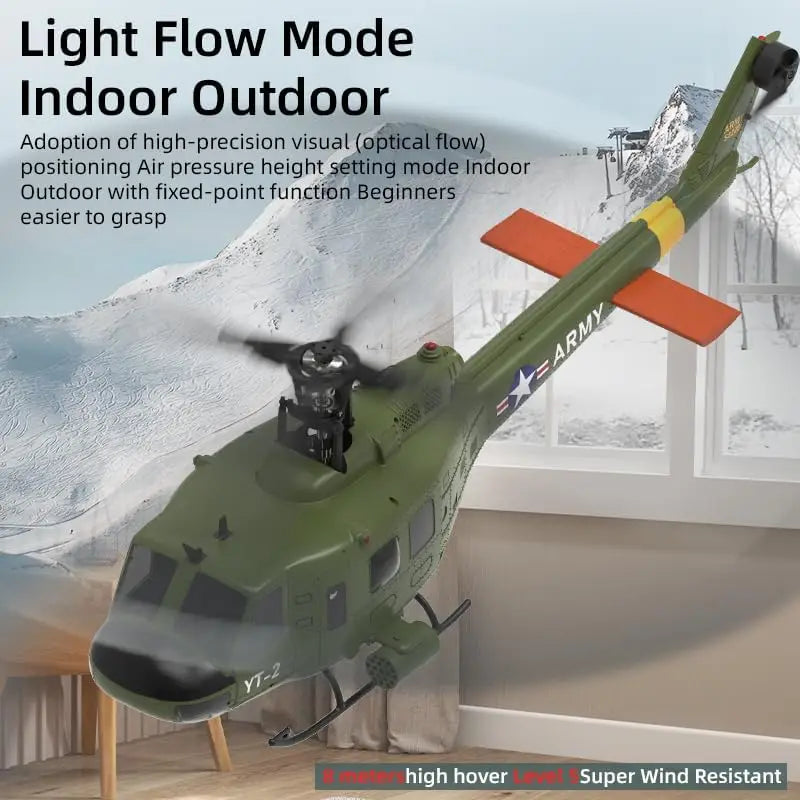 Helicóptero de control remoto F07 UH-1, 2,4 Ghz, 6 canales, RC, helicóptero Heli sin alerón, giroscopio de 6 ejes, mot sin escobillas flotante de altitud
