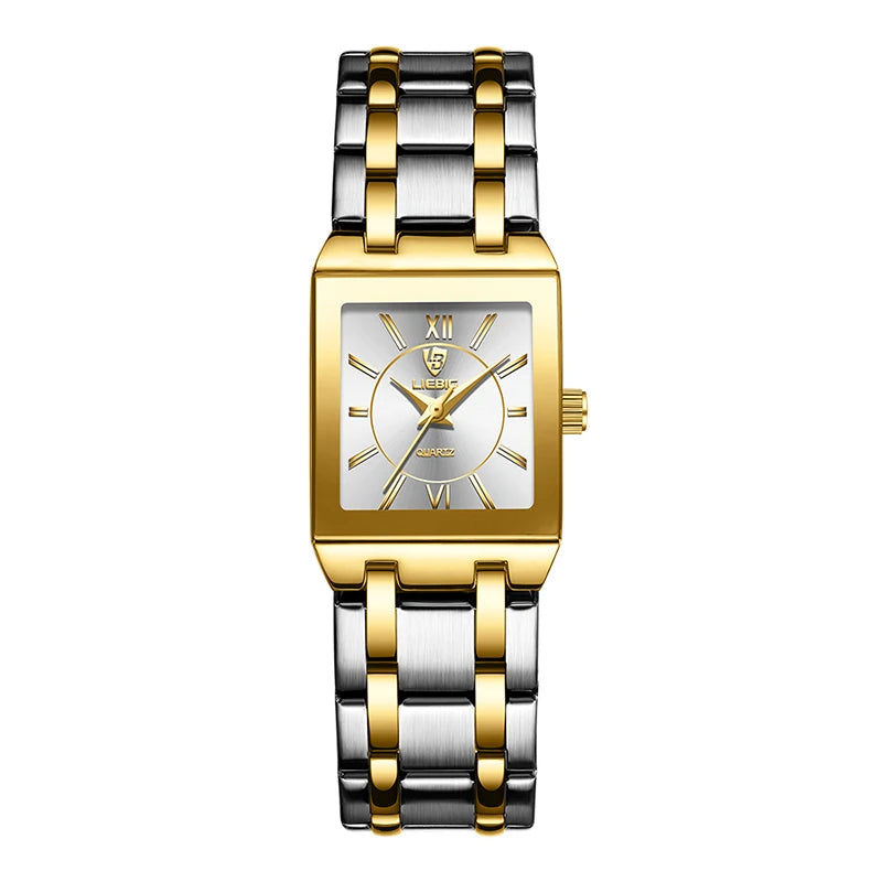 Reloj LIEBIG para hombre, de lujo, con correa de acero, movimiento de cuarzo dorado, resistente al agua, reloj de pulsera dorado para mujer, reloj masculino.