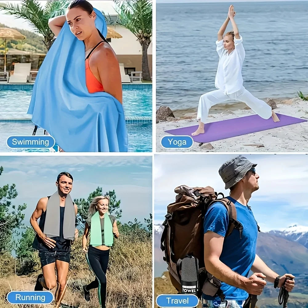 Toalla de secado rápido de microfibra tejida ultrafina, portátil, absorbente, ligera, duradera para nadar, Yoga, correr, viajar