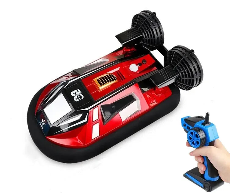 Aerodeslizador RC de simulación anfibio con control remoto 2.4G, juguete de barco anfibio RC de alta velocidad, resistente al agua, con navegación en reversa y derrape