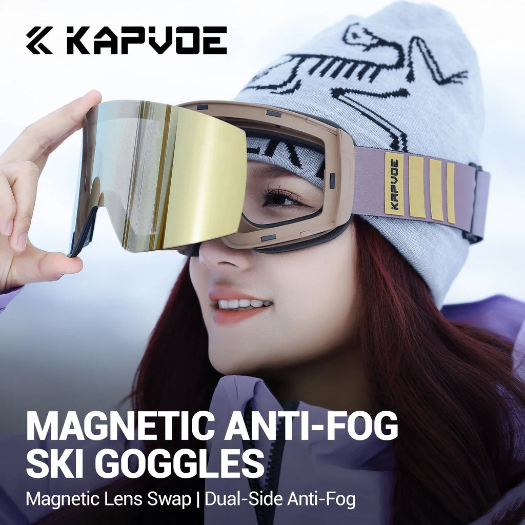 Gafas de esquí KAPVOE, gafas de esquí fotocromáticas para actividades al aire libre, para hombres y mujeres, con tratamiento antiniebla, diseño cilíndrico, para esquí en la nieve, protección UV400, antirreflejos, para