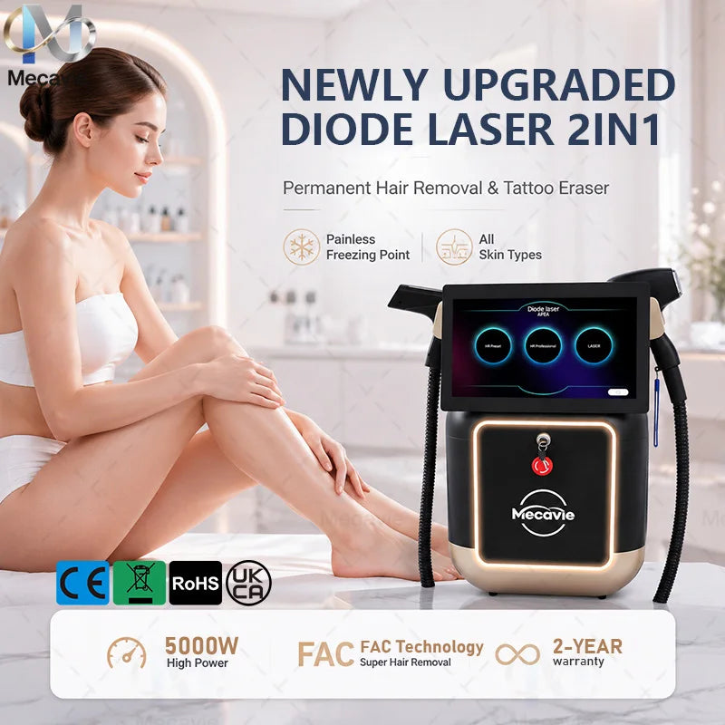 Máquina de Depilación Láser de Diodo con Tecnología FAC de 5000W, Máquina de Eliminación de Tatuajes con Láser de Picosegundos, Disponible para Todo Tipo de Piel, Equipo de Belleza