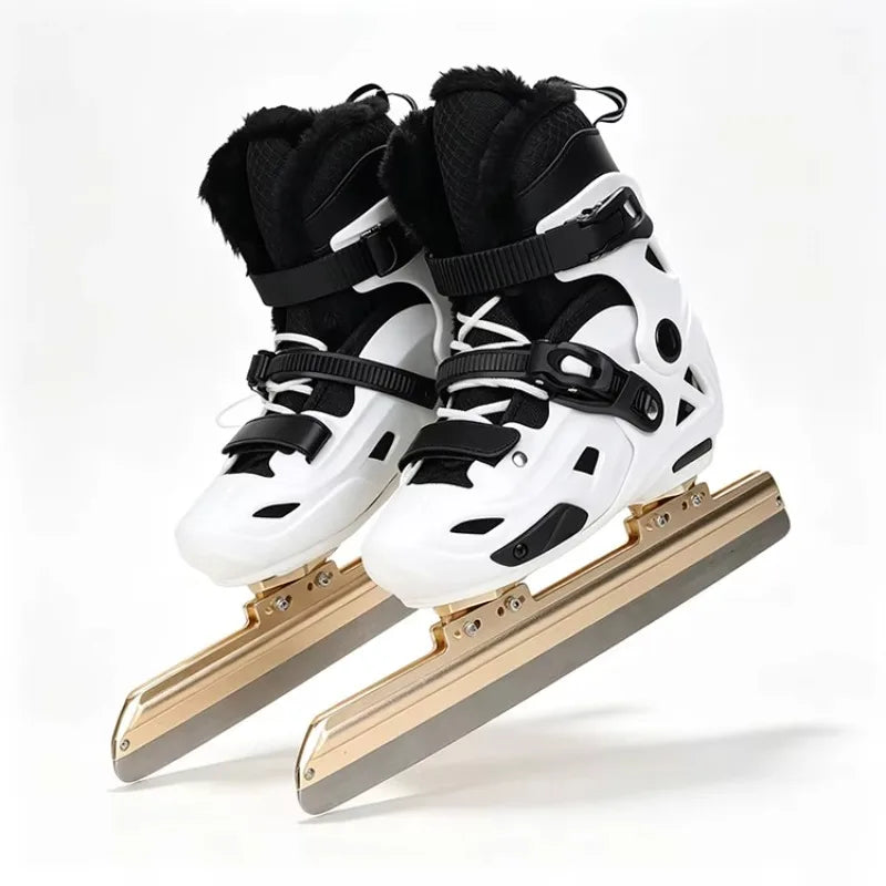 Patines de hielo ajustables con velocidad regulable, para adultos y principiantes, con cuchilla de acero al carbono y estructura de aluminio, botas de patinaje sobre hielo para uso en exteriores, talla 36-45.