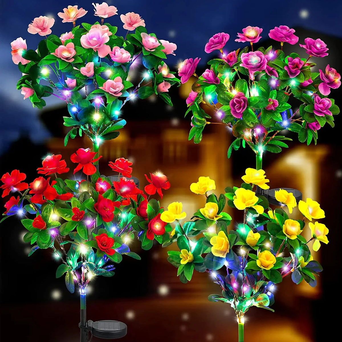 Luz Solar LED impermeable Azalea lámpara de flores solares decorativa al aire libre para jardín patio césped camino iluminación vacaciones decoración de boda