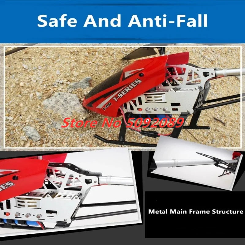 2,4G 6 ejes Flybarless doble hélice Flexible Anti-choque RC helicóptero 85CM 150M aleación avión UAV con 3 uds batería de juguete