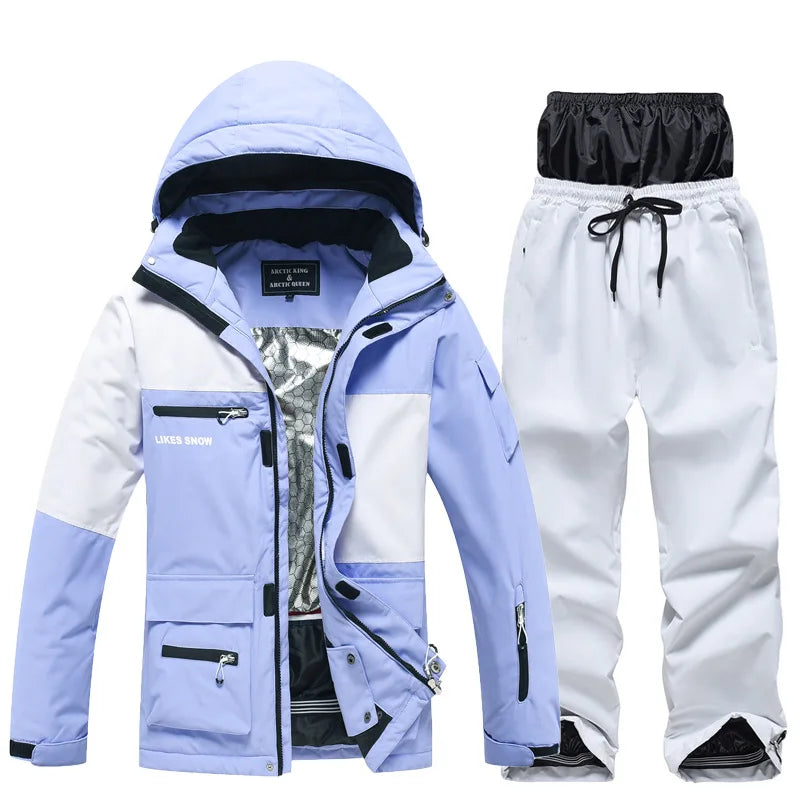 Monos de esquí y Snowboard para hombres y mujeres, traje de esquí térmico impermeable a prueba de viento, conjunto de chaqueta y pantalones de montaña, nuevo, Invierno