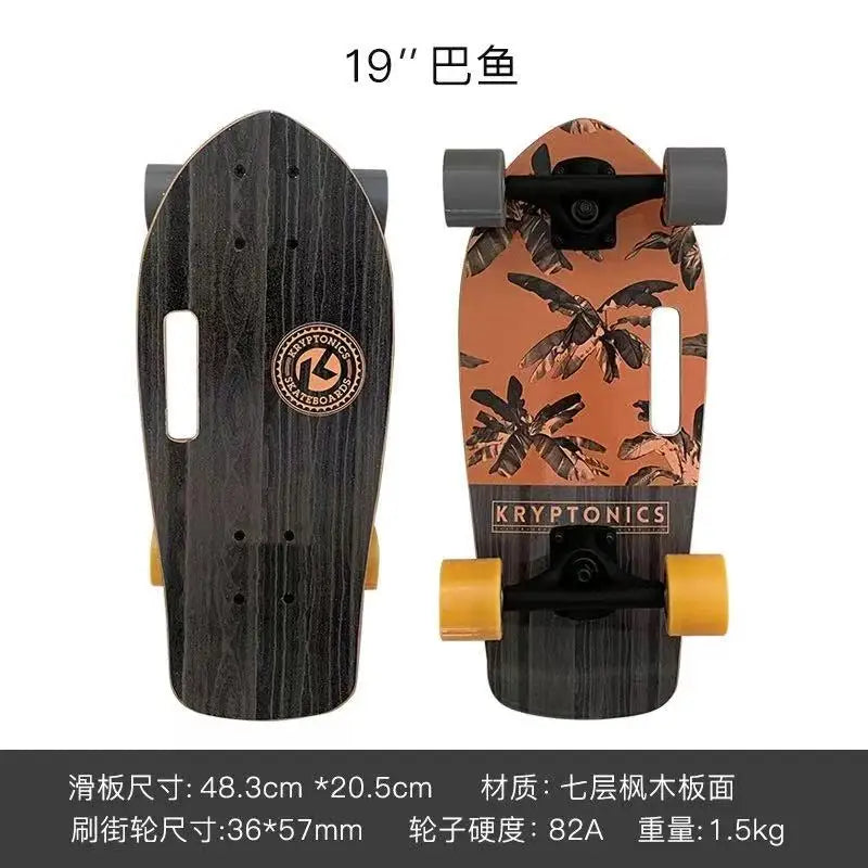 Mini monopatín portátil de 19 pulgadas, monopatín completo de arce, tabla de patín Drift Cruiser de alta velocidad para niños, adultos, principiantes, perro mascota