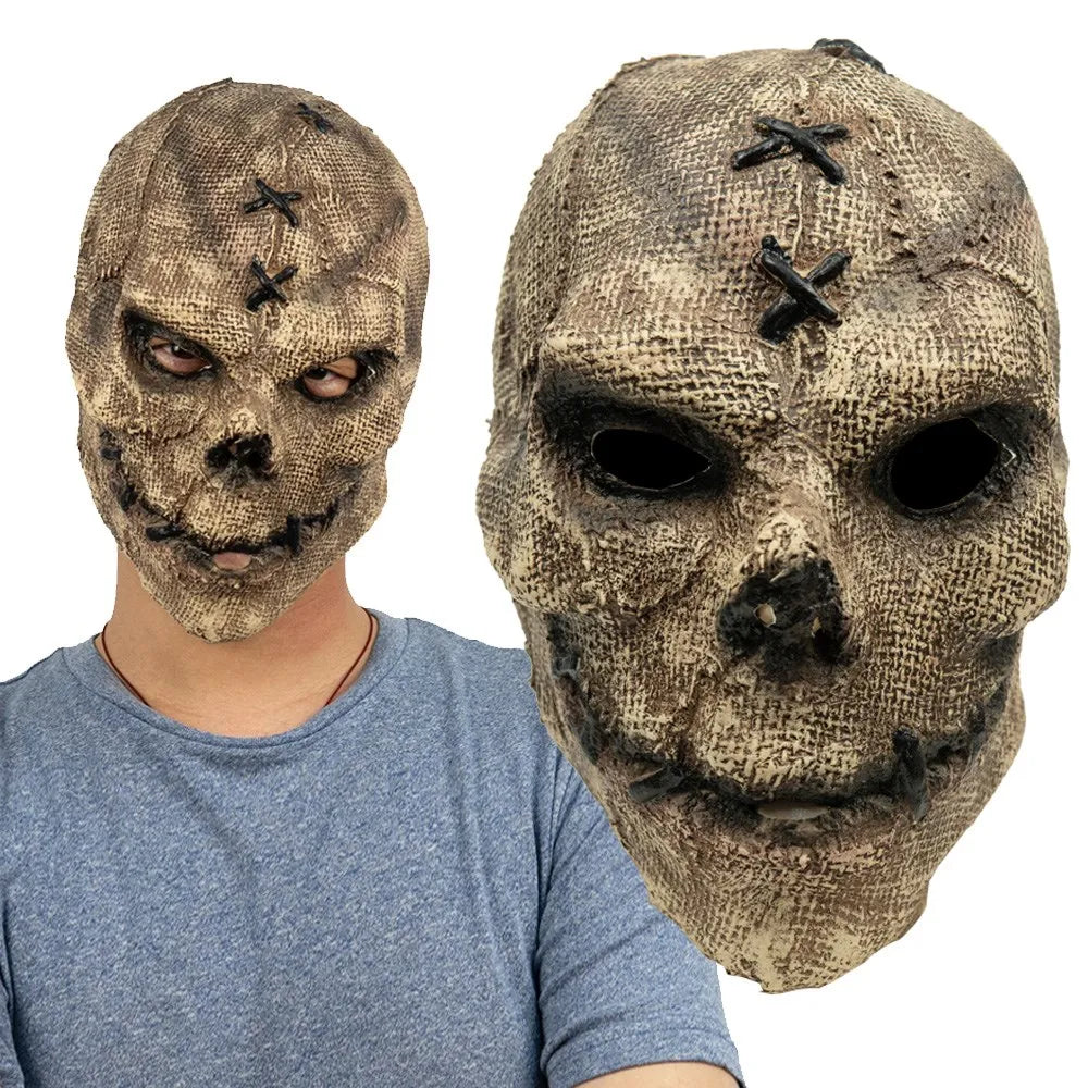 Máscara de calavera de asesino de terror para Halloween, disfraz de esqueleto aterrador para cosplay, accesorios de disfraz para fiesta de Halloween, casco de látex para casa embrujada y bar al aire libre