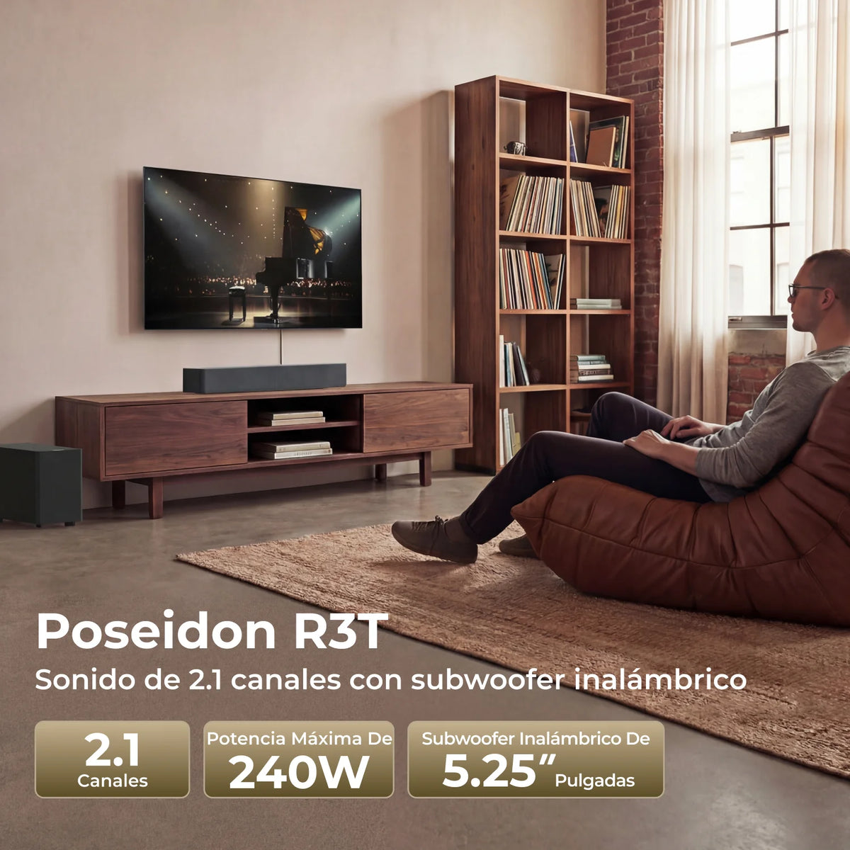 Barra de Sonido ULTIMEA 2.1ch para Smart TV, Subwoofer Inalámbrico de 5.25'', BassMX y VoiceMX, Control por Aplicación, Potencia Máxima de 240W, Modelo 2026