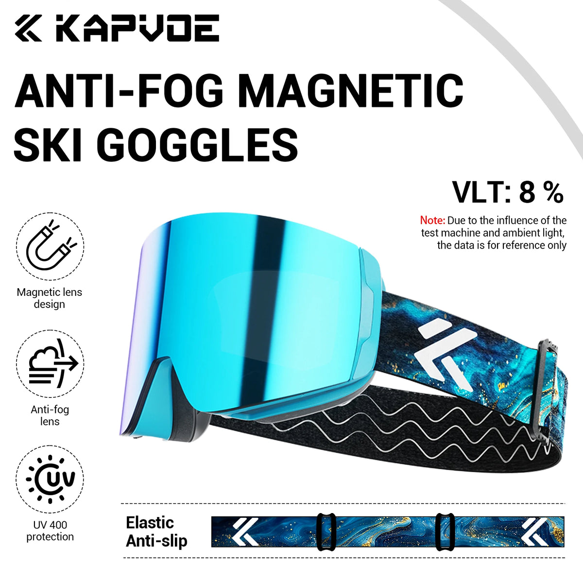 KAPVOE Gafas de nieve magnéticas Protección UV antivaho de doble capa para esquiar Snowboard Claridad de alta definición Esquí unisex