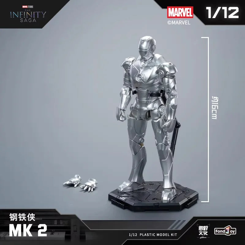 Fondjoy Marvel 1:12 Serie de Montaje 3 Iron Man 3 Mk3 Figura de Acción Caja Sorpresa Vengadores Saga Infinita Modelo Coleccionable Juguete Regalo