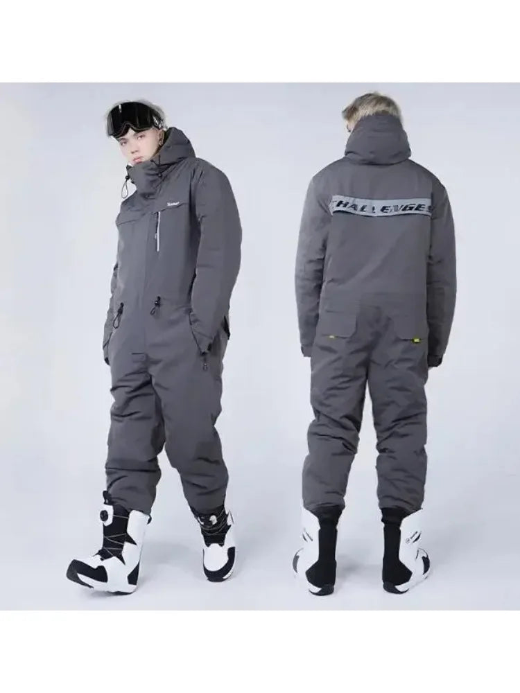 Traje de invierno para montar en motocicleta, mono a prueba de frío, impermeable, a prueba de viento, grueso, cálido, ropa de pesca integrada