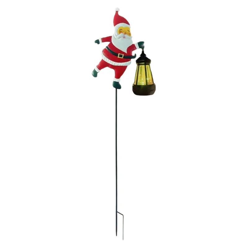 Christmas Santa Claus Kettle Solar Ground Lamp, LED Night Light Waterproof Outdoor Garden Lawn Decorative Light for Holiday Yard