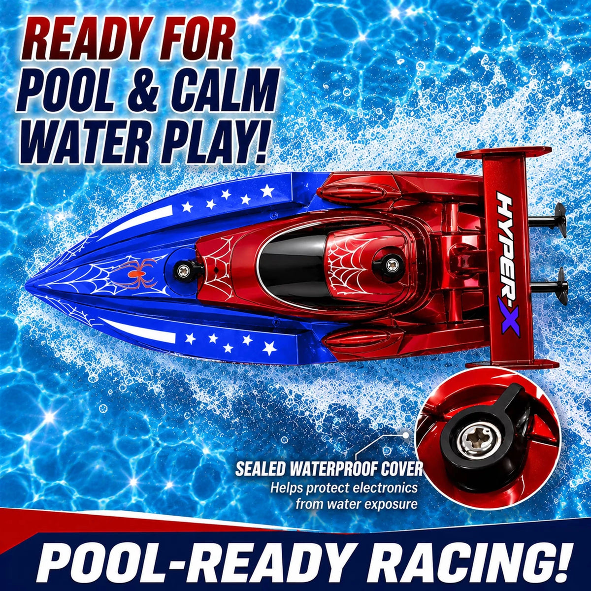 RC Boat for Kids 2.4GHz Remote Control Racing Speed Boat Rechargeable Electric Water Toy Spider Boat Pool Lake Outdoor Toy Gift