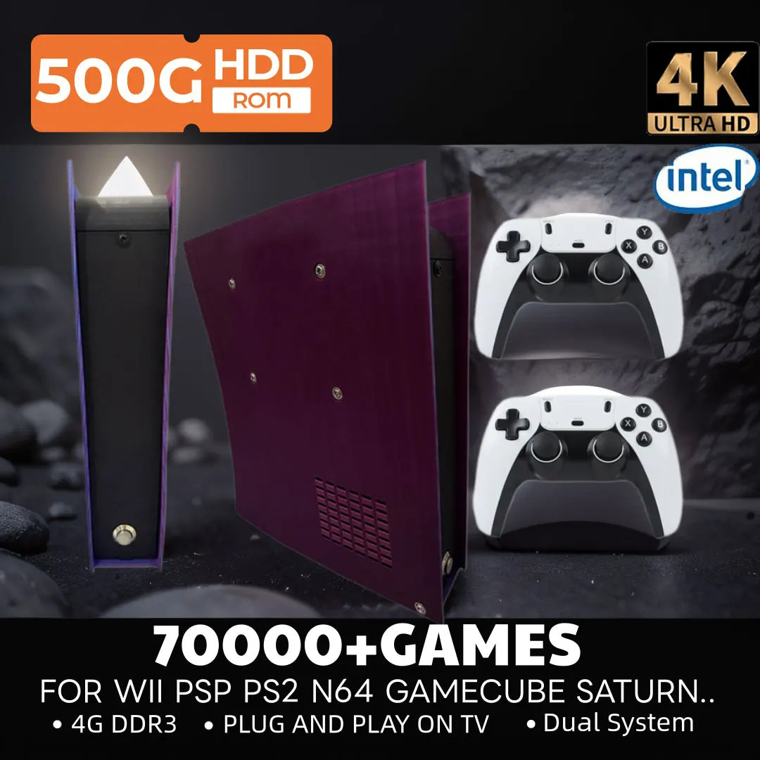 Consola de videojuegos retro G11, disco duro de 500 GB, con más de 70 000 juegos, salida de alta definición 4K, más de 60 emuladores, compatible con Xbox y Wii, y con mando inalámbrico.