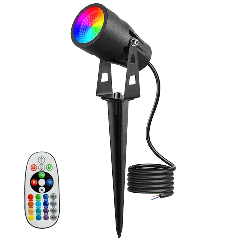 Luz de paisaje RGBW de 6W y 12V, foco LED de bajo voltaje para iluminación de exteriores, resistente al agua, con control remoto para jardín, camino y patio