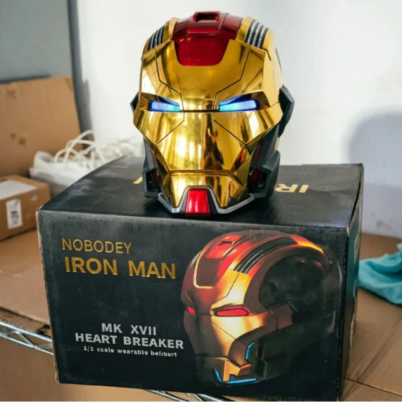 Casco de Iron Man de Marvel Mk17, Escala 1:1, Modelo Coleccionable Usable con Control por Voz y Luces LED para Adultos