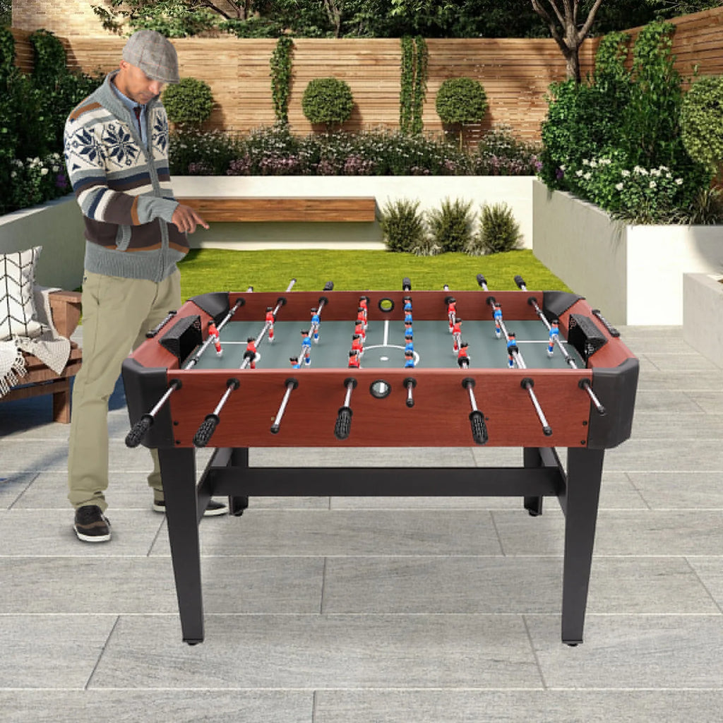 Mesa de futbolín de estructura resistente con 8 barras para una experiencia de fútbol real en juegos familiares interactivos
