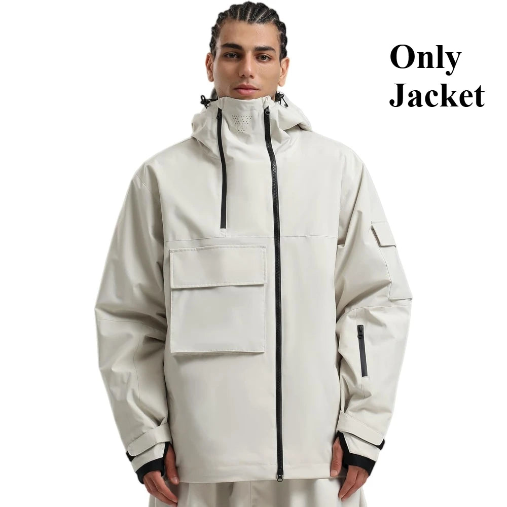 Chaquetas de snowboard con bolsillo súper grande para hombre, abrigos de esquí holgados y transpirables, Tops de invierno Unisex con aislamiento impermeable, Sudadera con capucha con cremallera