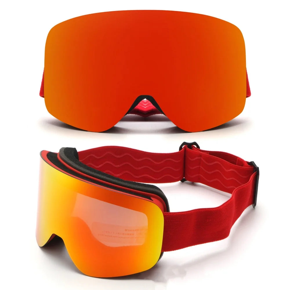 Gafas de esquí con doble capa antivaho, visión nítida HD, protección contra el viento y rayos UV400, compatibles con casco, ideales para deportes de invierno al aire libre.