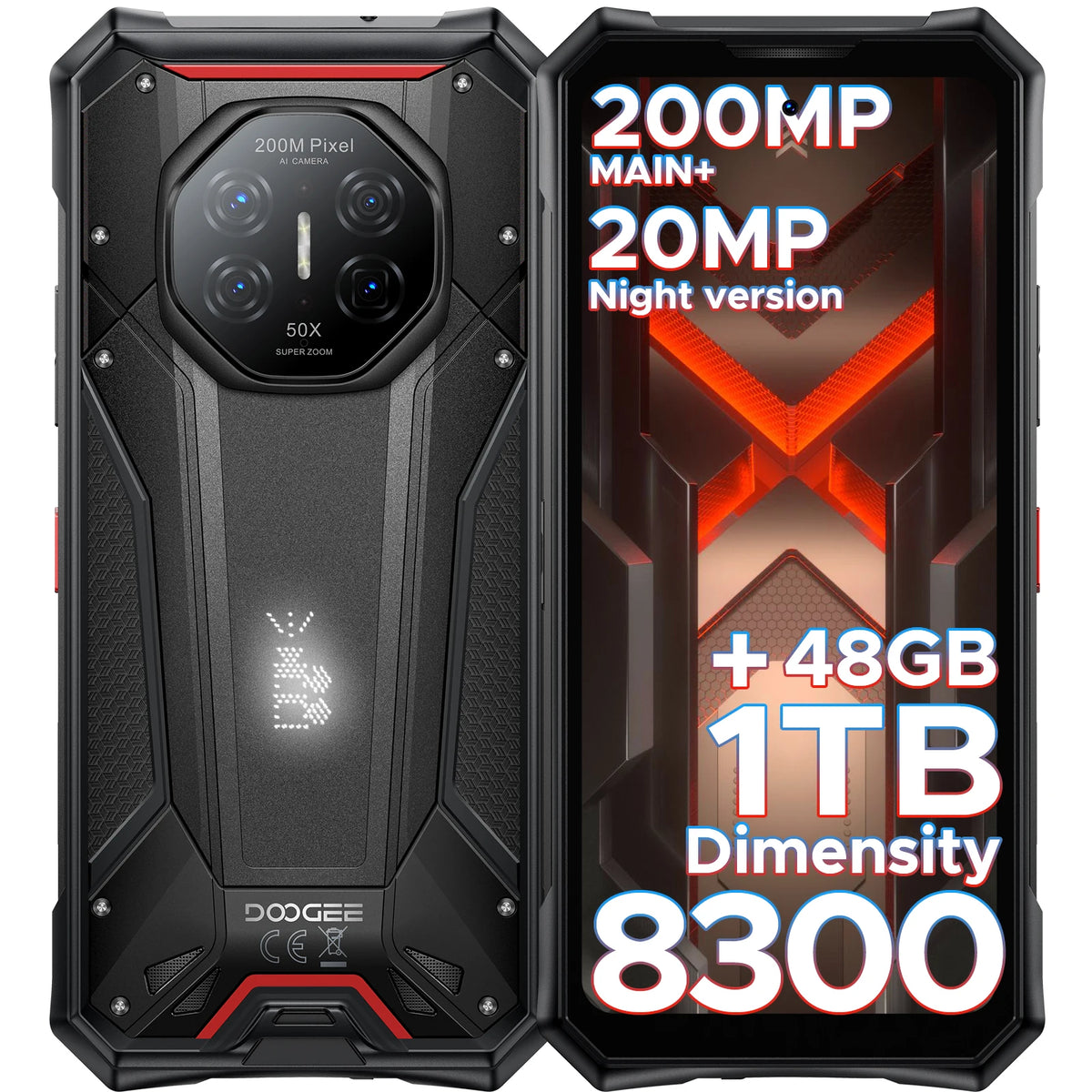 Teléfono rugerizado DOOGEE S300 Plus 48GB+1TB Dimensity 8300 Batería 11000mAh 120W 6,78” FHD+120Hz Cámara de 200MP Smartphone Android 16