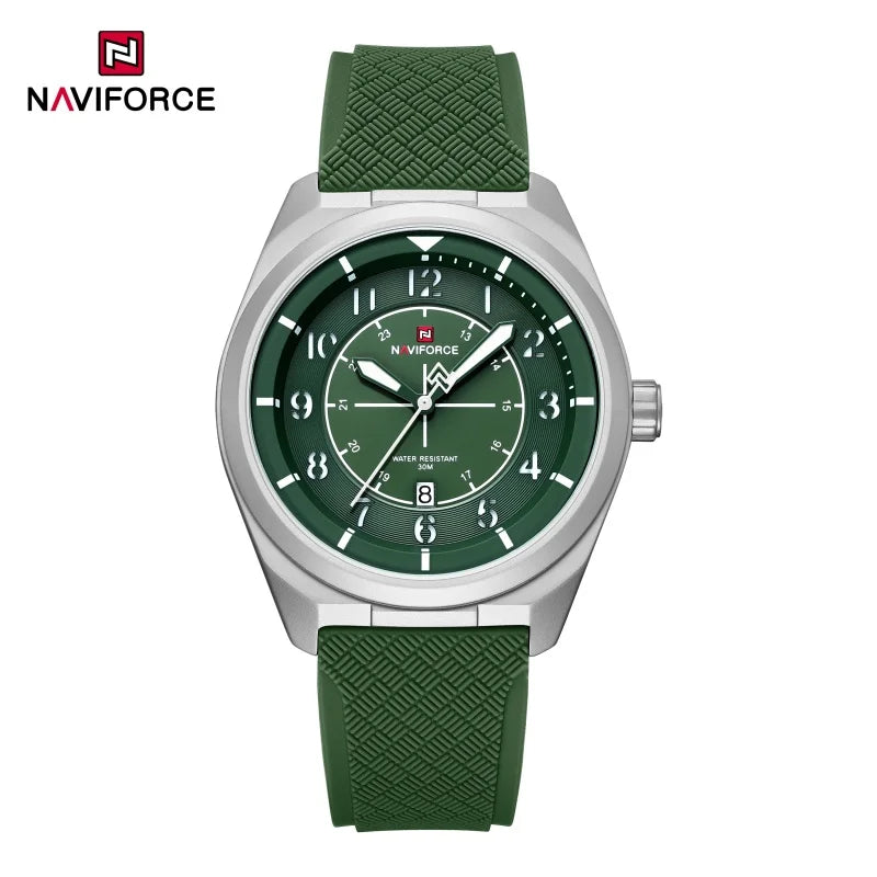 Reloj deportivo táctico militar NAVIFORCE para hombre, con correa de silicona luminosa, movimiento de cuarzo, resistente al agua 3ATM y caja de aleación de zinc