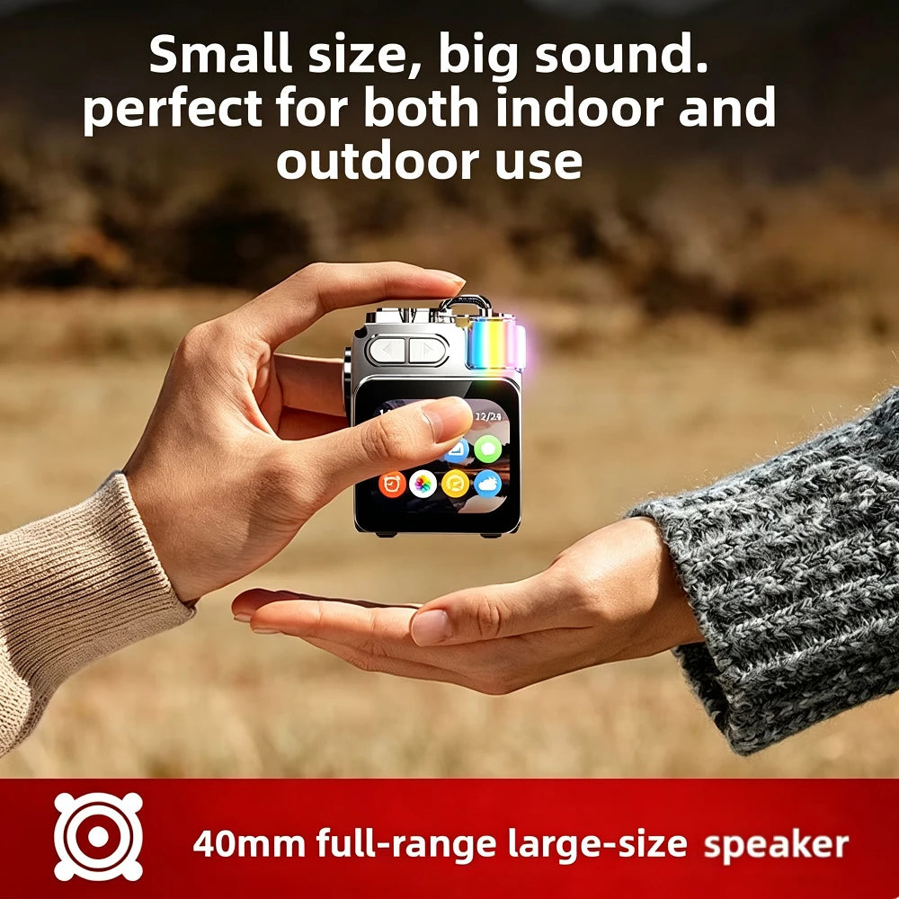 Altavoz Bluetooth con pantalla táctil inteligente, mini reproductor de audio portátil, altavoz para exteriores con pantalla LED y luz RGB