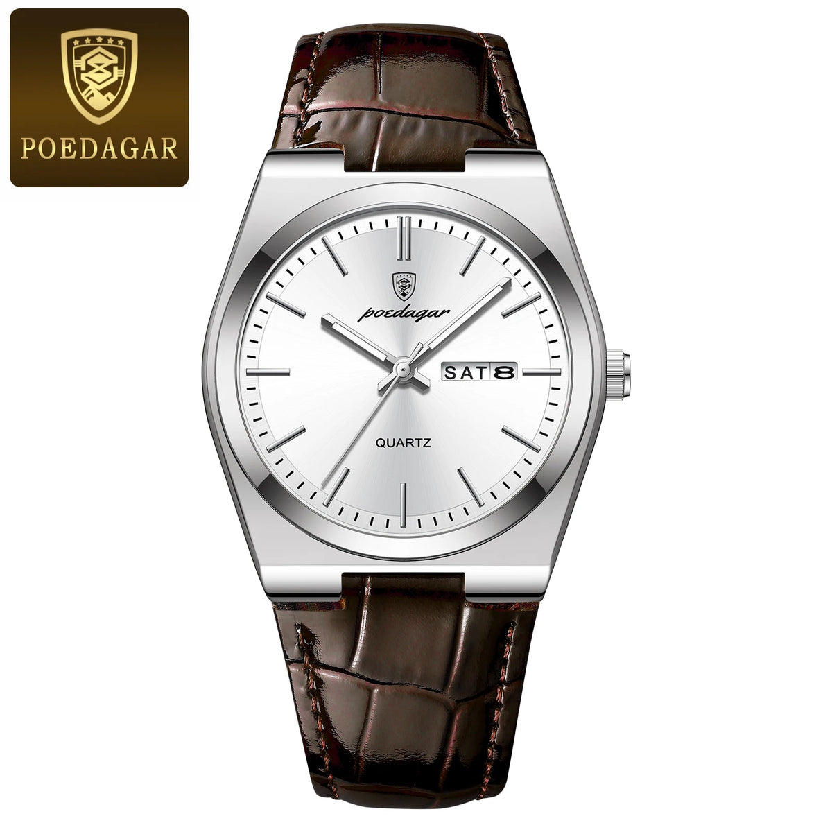 POEDAGAR Luxury Man Watch Waterproof Luminous Date Week Men Watch Simple Business Quartz Leather Men's Watches Relogio Masculino